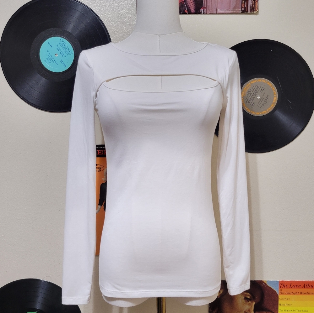 Nine West | White Cutout Long Sleeve